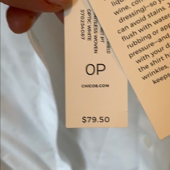 Chico’s White Blouse. NWT. 3/4 length sleeve. - Picture 3 of 4